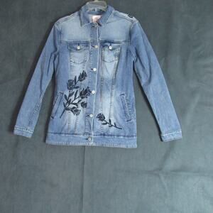 Lularoe Jacket Women Small Blue Jaxon Chambray Jean Denim Stretch Country Grunge